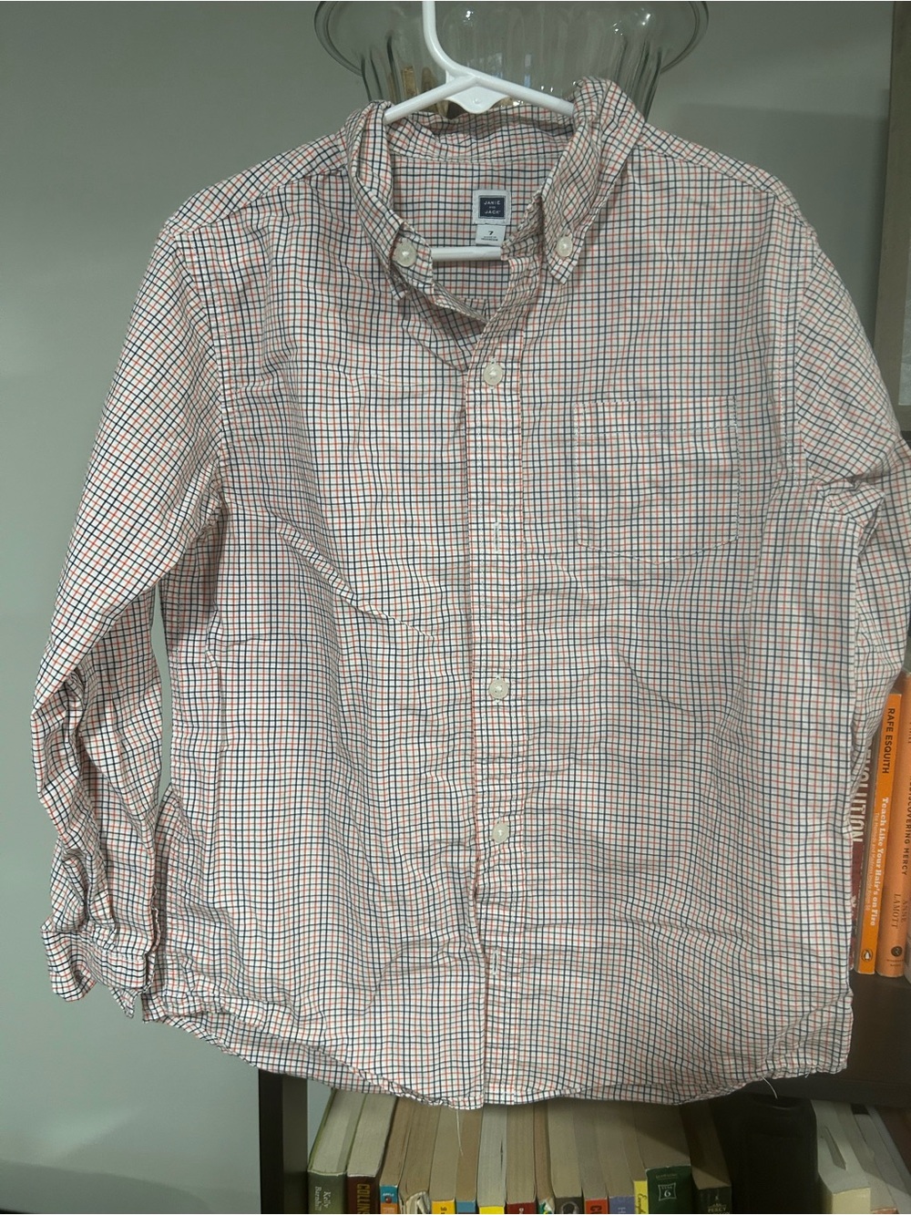 Janie and Jack Orange and Blue Plaid Button-Down Shirt